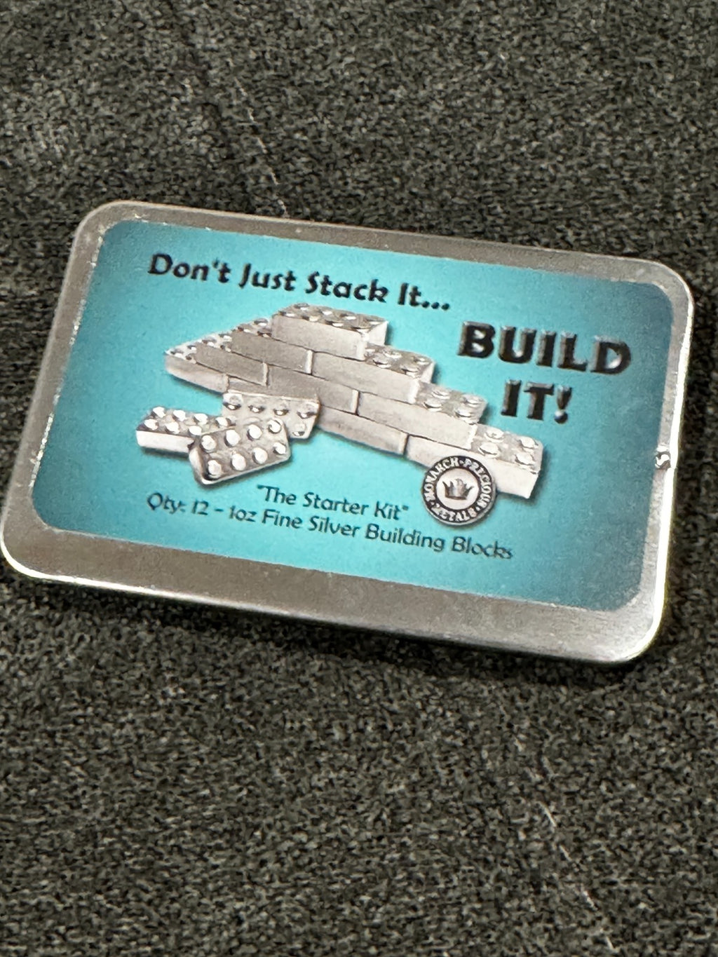 Monarch Starter Kit 12 oz .999 Silver Building Blocks 12 x 1 oz Bars w/ Tin