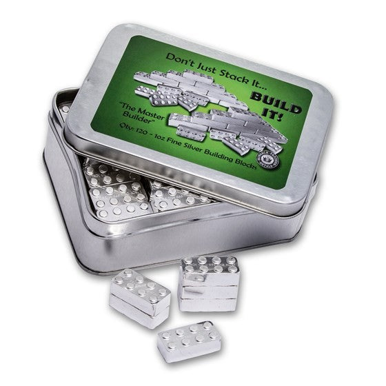 Monarch Master Builder 120 oz .999 Silver Building Blocks 120 x 1 oz Tin