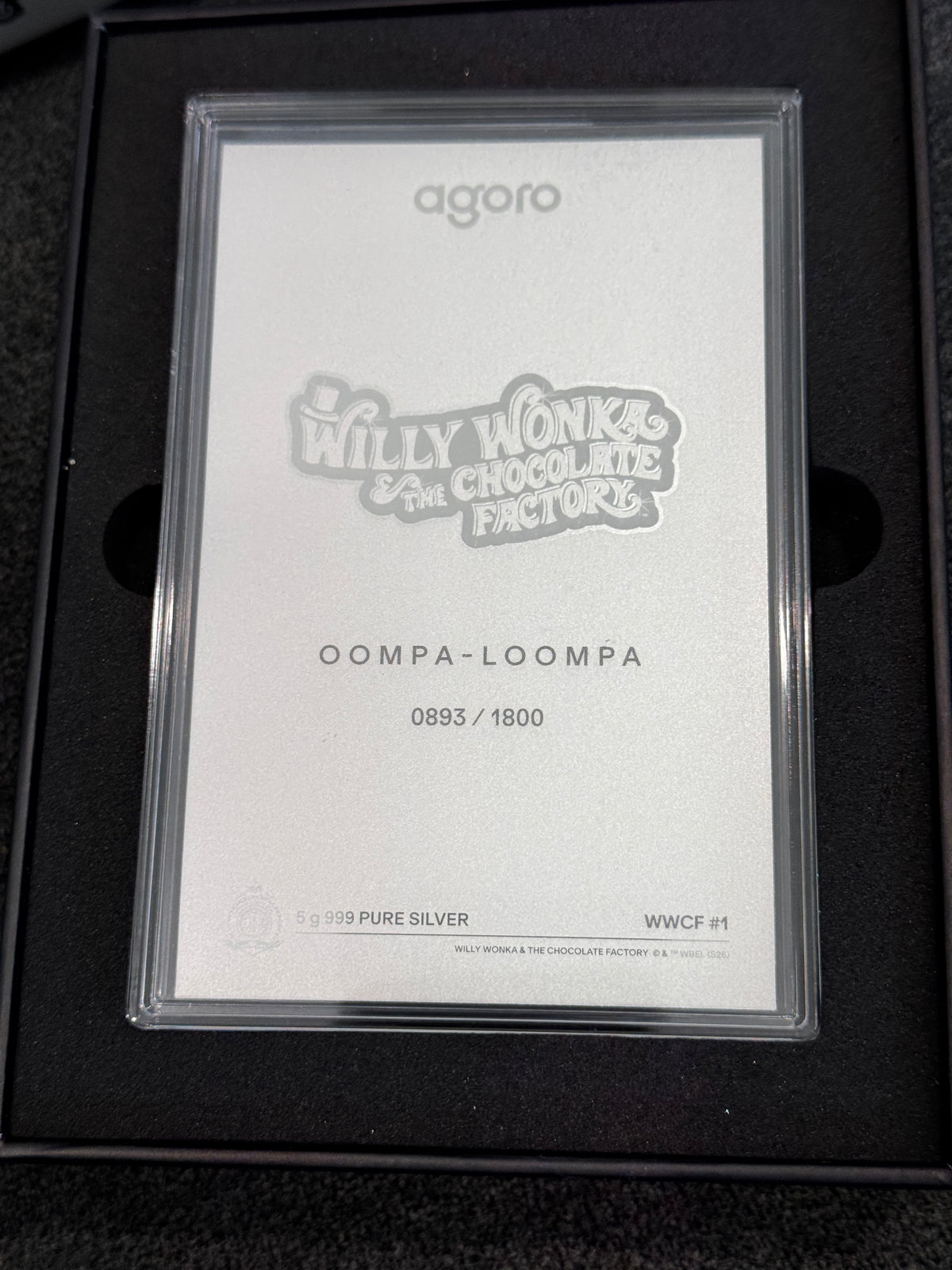 Agoro Willy Wonka Oompa-Loompa 5g .999 Silver Foil 0893/1800 Box
