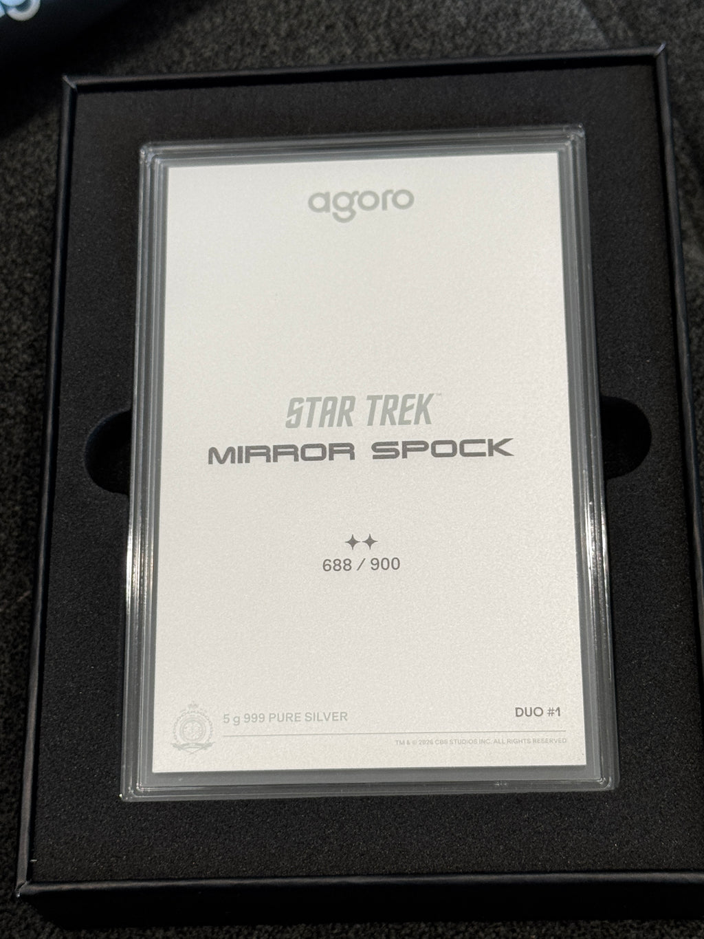 Agoro Star Trek Mirror Spock Tier 2 5g .999 Silver Foil 688/900 Box