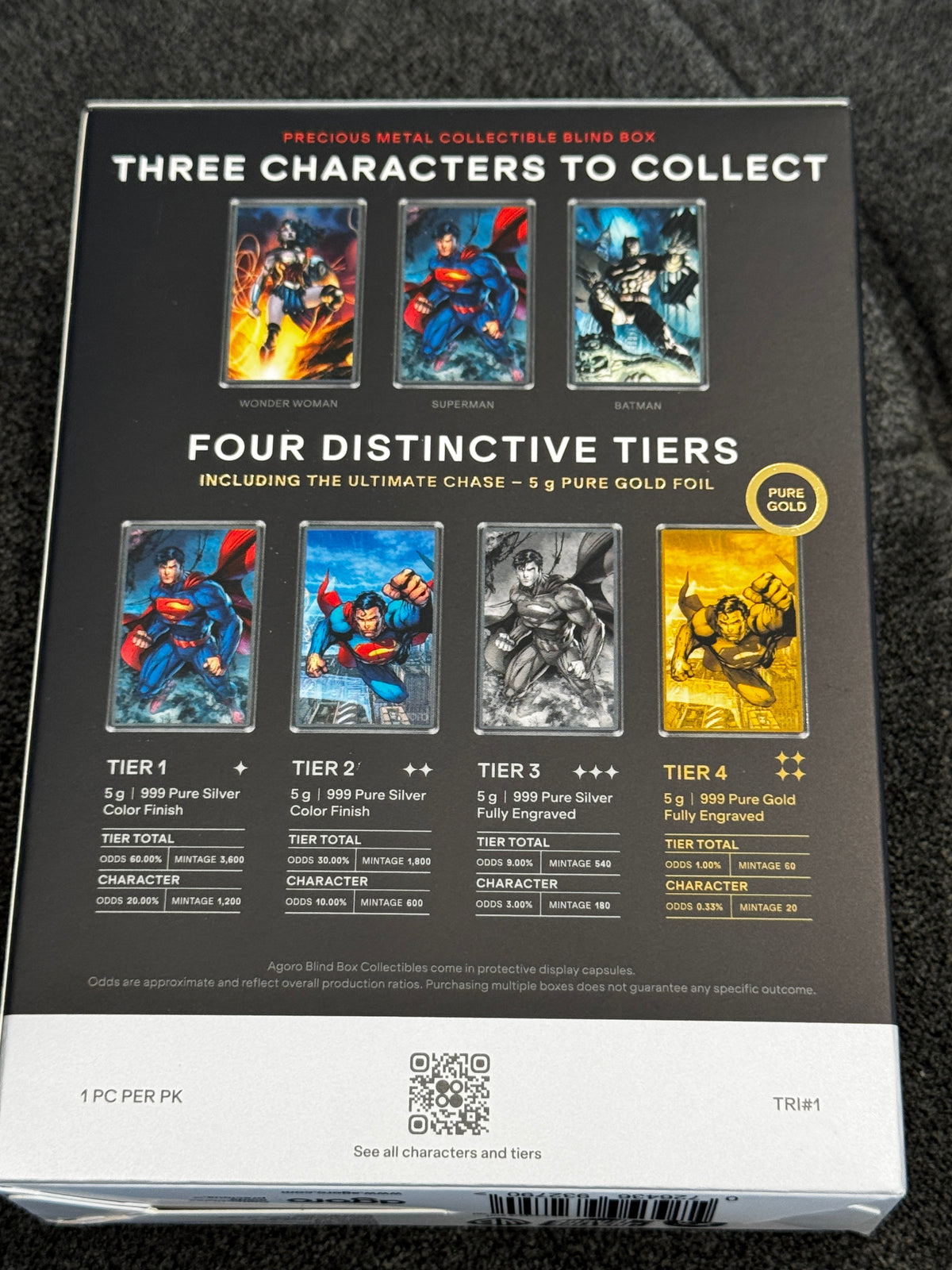 Agoro DC Trinity Superman Tier 1 5g .999 Silver Foil 1019/1200 Box - original packaging or reverse